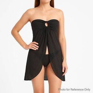 NWOT Garotas Chiffon Strapless Cover-Up Swimwear Women's Size Large Black Beachy